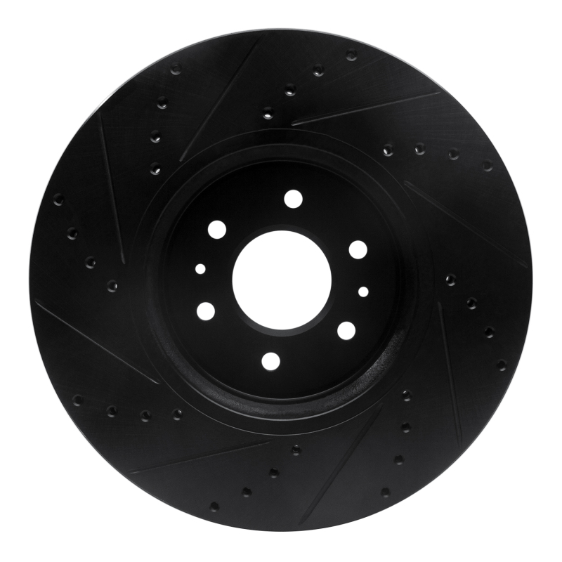 Kia BORREGO Brake Rotor (1) - Front Right - R1 Concepts - Drilled & Slotted - Black - `09-`10